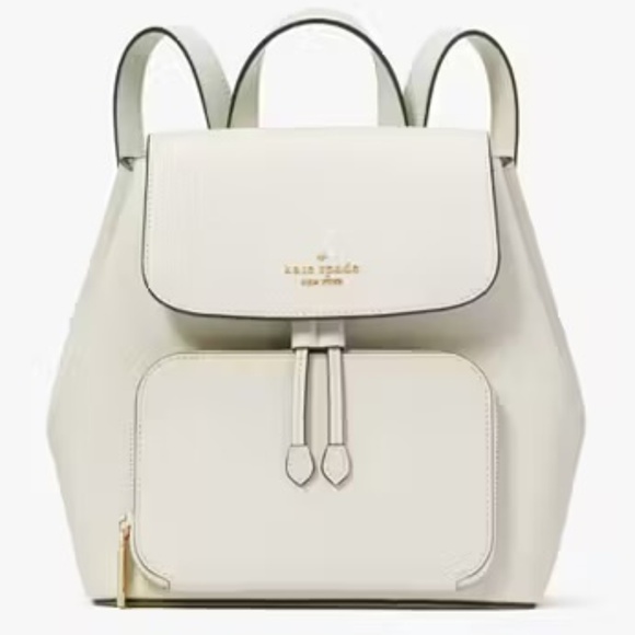 Kate Spade New York Kristi Medium Flap Backpack Quill Grey Refined Leather KA695 - Picture 1 of 14